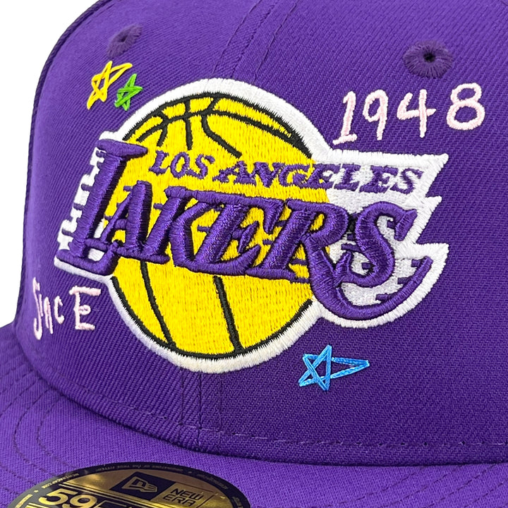 หมวกแก๊ป New Era รุ่น Los Angeles Lakers Scribble Purple 59Fifty Cap