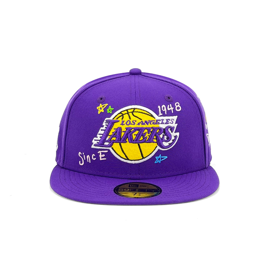 หมวกแก๊ป New Era รุ่น Los Angeles Lakers Scribble Purple 59Fifty Cap