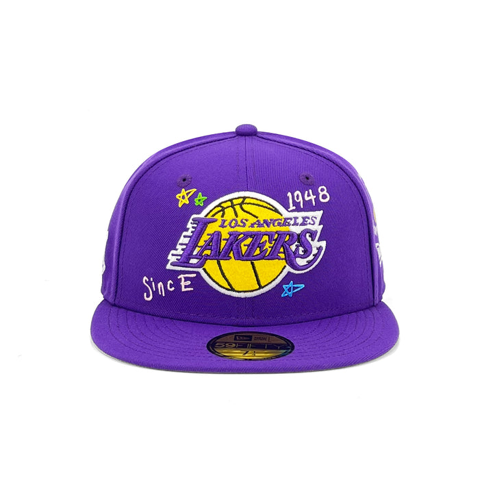 หมวกแก๊ป New Era รุ่น Los Angeles Lakers Scribble Purple 59Fifty Cap