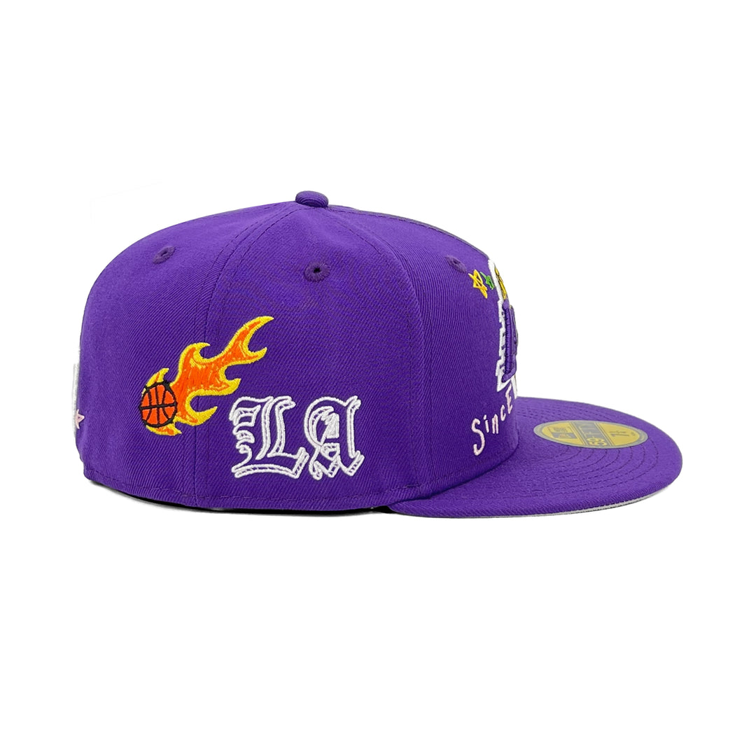 หมวกแก๊ป New Era รุ่น Los Angeles Lakers Scribble Purple 59Fifty Cap