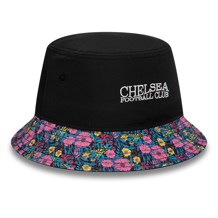 CHELSEA FLORAL PRINT VISOR BLACK TAPERED BUCKET CAP