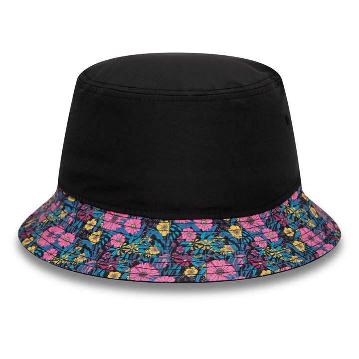 CHELSEA FLORAL PRINT VISOR BLACK TAPERED BUCKET CAP