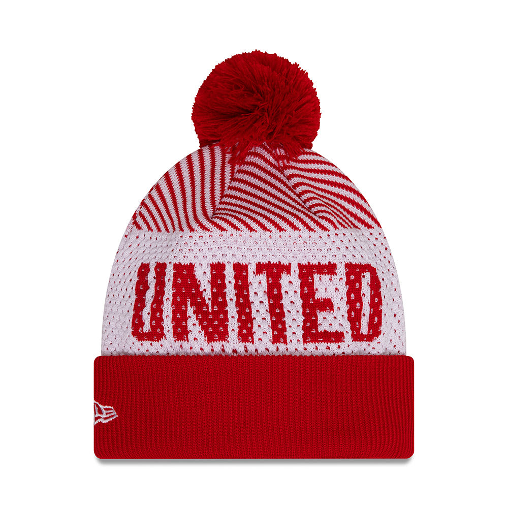 MANCHESTER UNITED ENGINEERED SPORT SCARLET 6 DART HIGH CUFF BEANIE  CAP