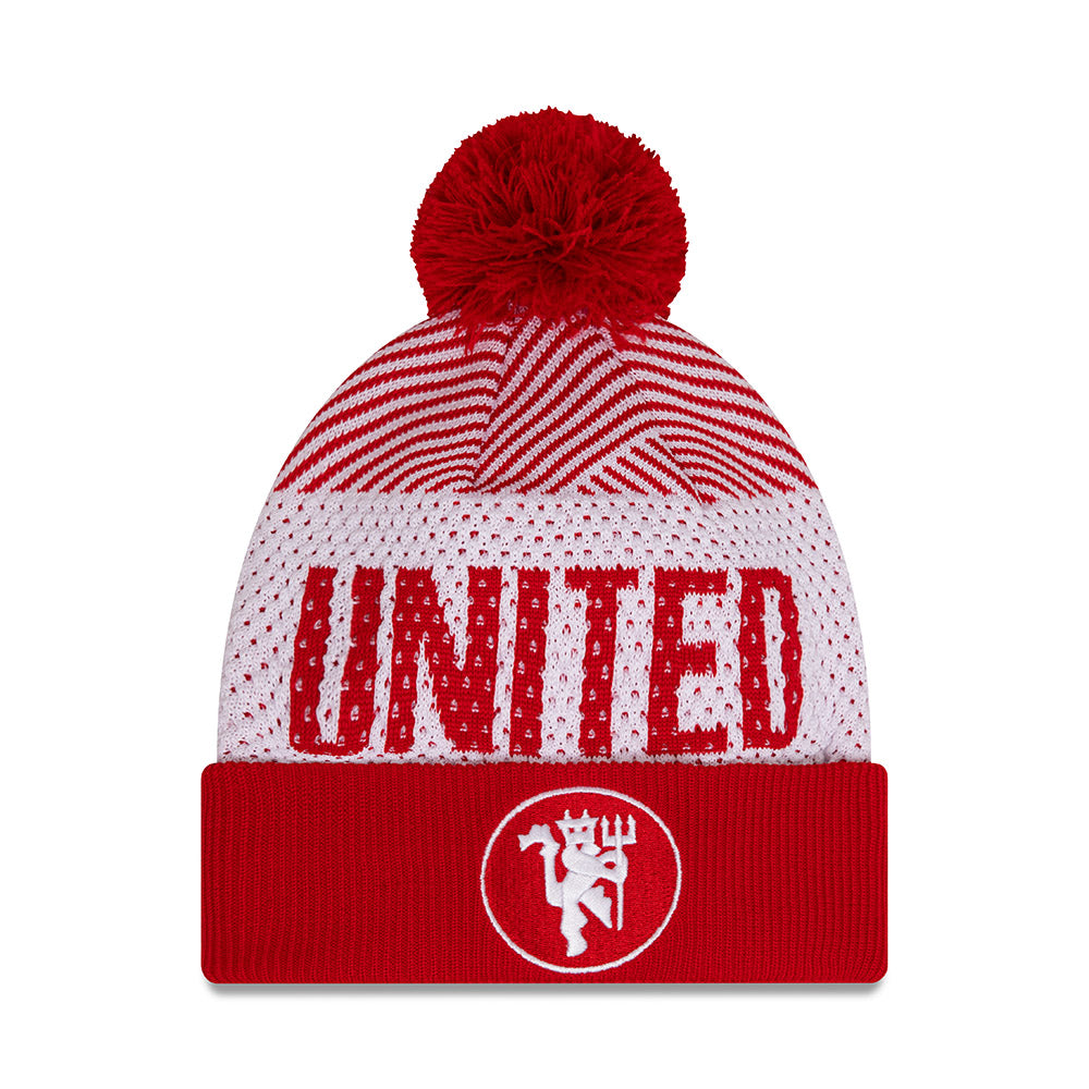 MANCHESTER UNITED ENGINEERED SPORT SCARLET 6 DART HIGH CUFF BEANIE  CAP