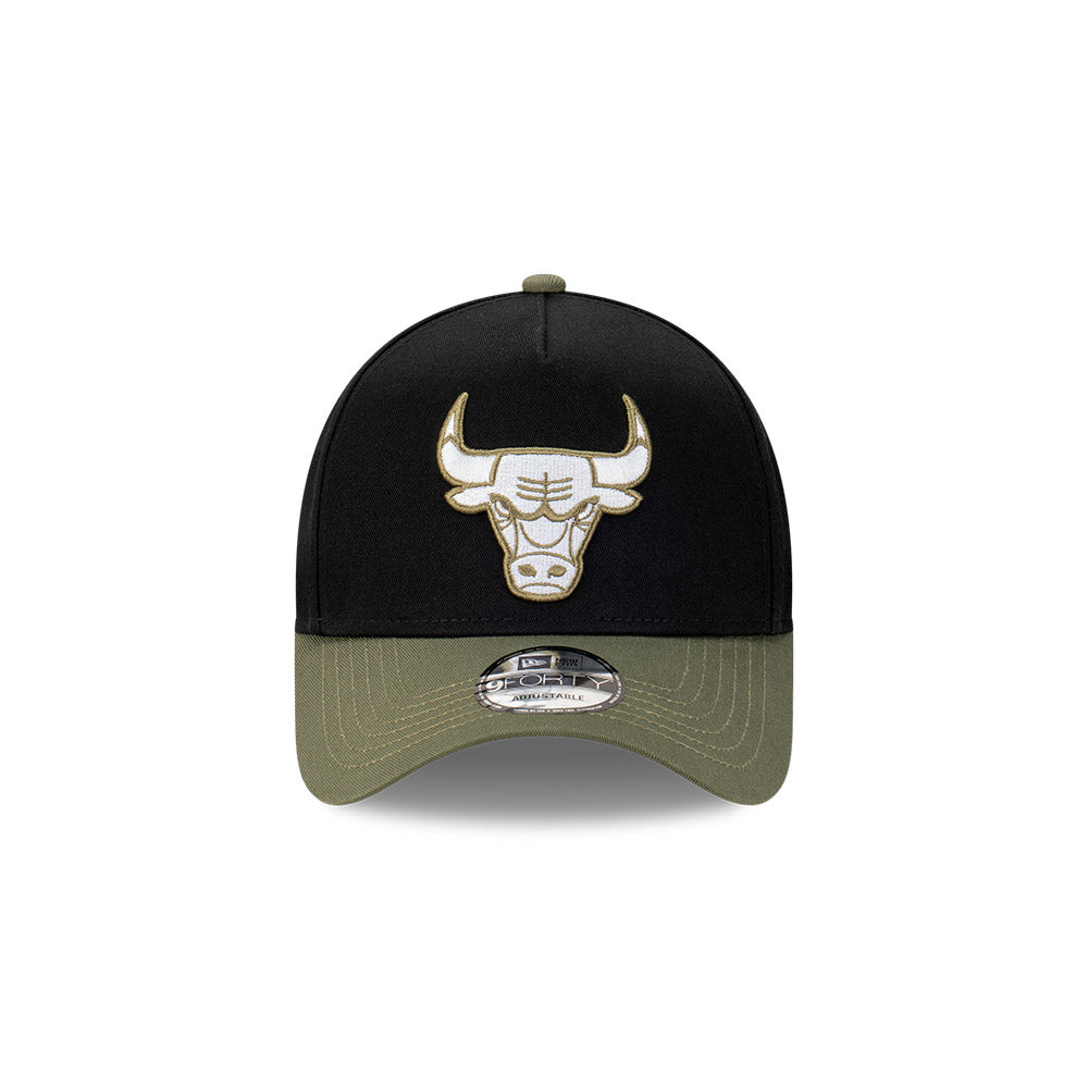 New Era หมวกรุ่น Chicago Bulls Olive Green Visor Black 9FORTY A-Frame Cap