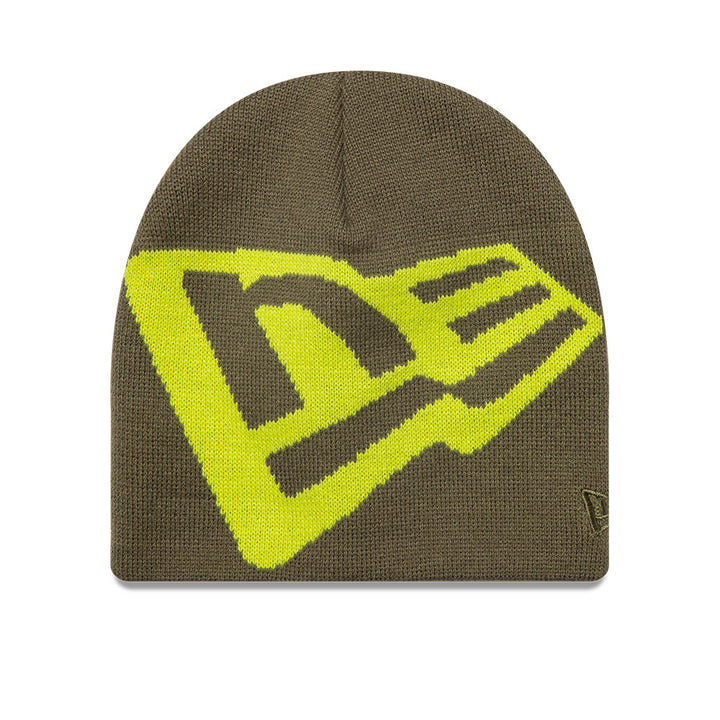 NEW ERA BASIC FLAG LOGO GREEN SKULL KNIT BEANIE