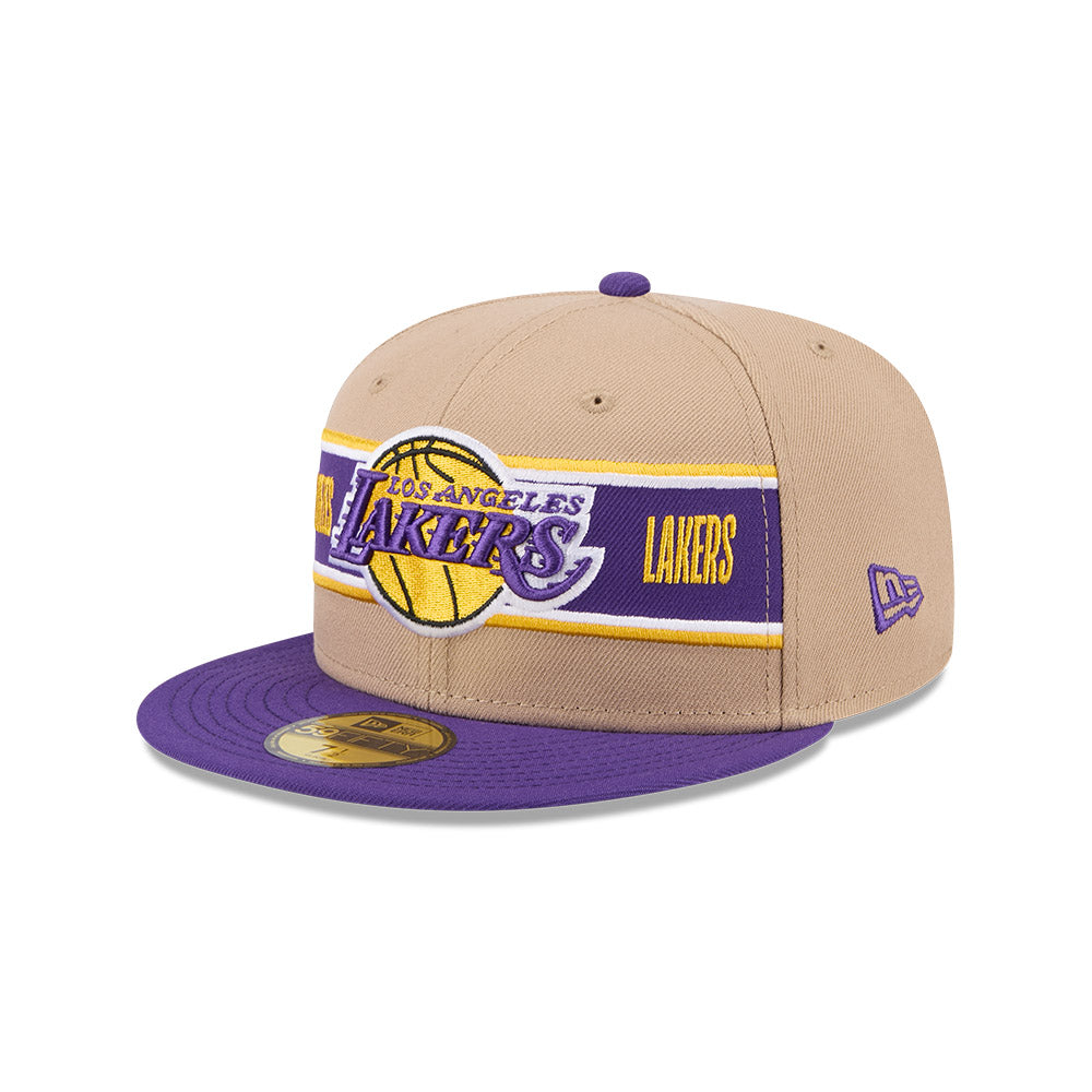 LOS ANGELES LAKERS NBA DRAFT 2024 CAMEL VISOR PURPLE 59FIFTY CAP