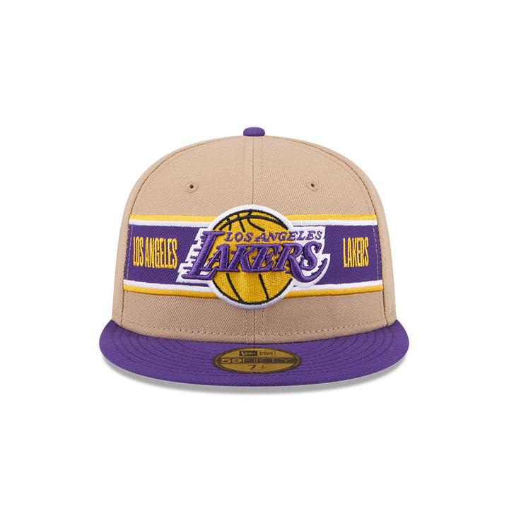 LOS ANGELES LAKERS NBA DRAFT 2024 CAMEL VISOR PURPLE 59FIFTY CAP