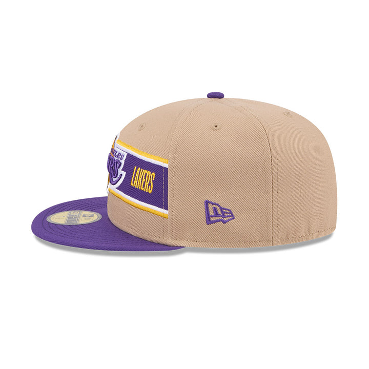 LOS ANGELES LAKERS NBA DRAFT 2024 CAMEL VISOR PURPLE 59FIFTY CAP