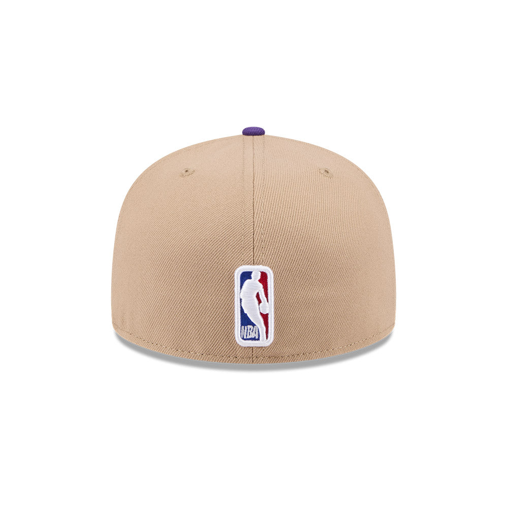 LOS ANGELES LAKERS NBA DRAFT 2024 CAMEL VISOR PURPLE 59FIFTY CAP