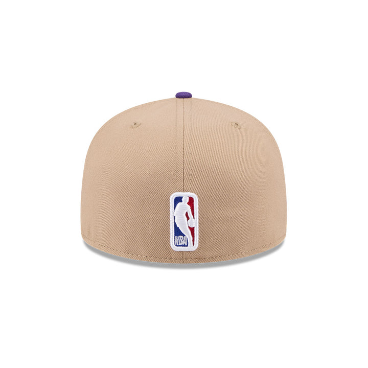 LOS ANGELES LAKERS NBA DRAFT 2024 CAMEL VISOR PURPLE 59FIFTY CAP