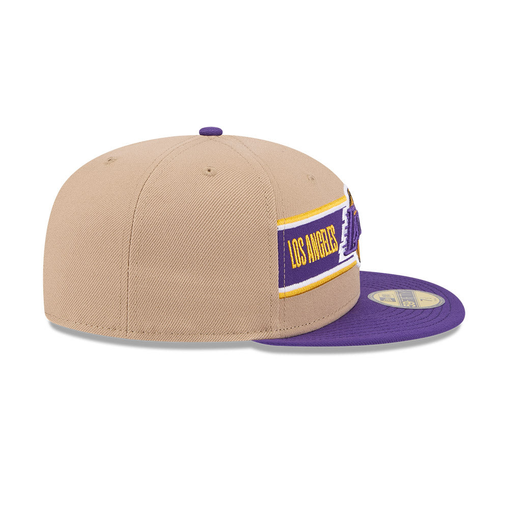 LOS ANGELES LAKERS NBA DRAFT 2024 CAMEL VISOR PURPLE 59FIFTY CAP