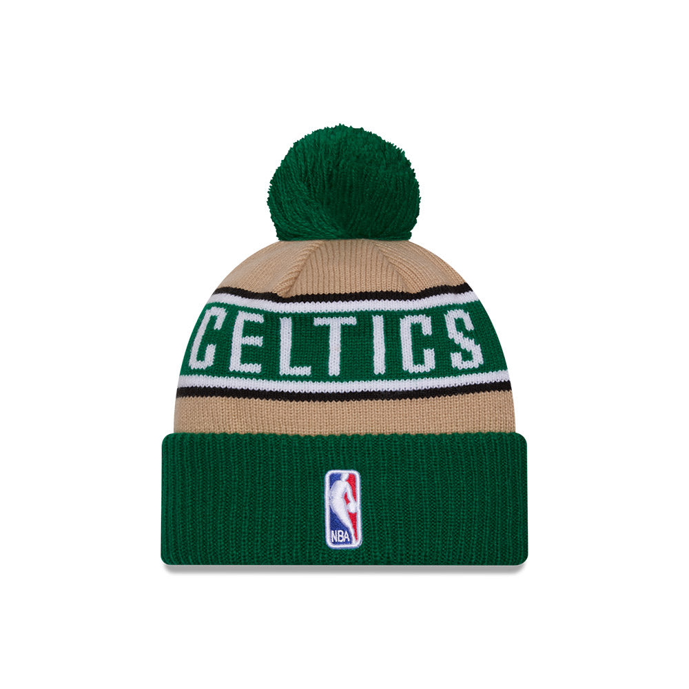 BOSTON CELTICS NBA DRAFT 2024 CAMEL AND GREEN KNIT MEDIUM CAP