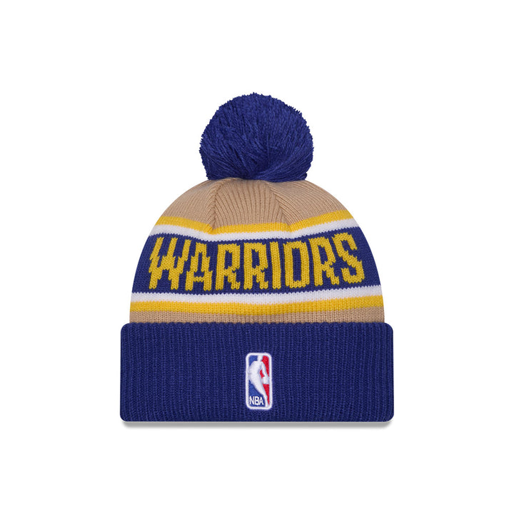 GOLDEN STATE WARRIORS NBA DRAFT 2024 CAMEL AND MED BLUE KNIT MEDIUM CAP