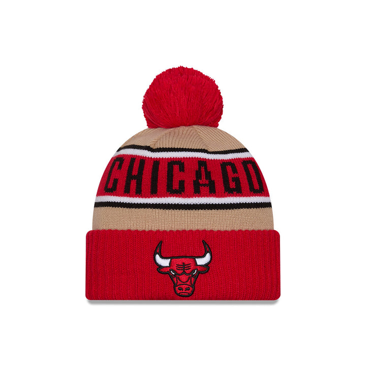 CHICAGO BULLS NBA DRAFT 2024 CAMEL AND RED KNIT MEDIUM CAP