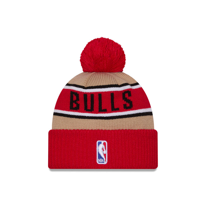 CHICAGO BULLS NBA DRAFT 2024 CAMEL AND RED KNIT MEDIUM CAP