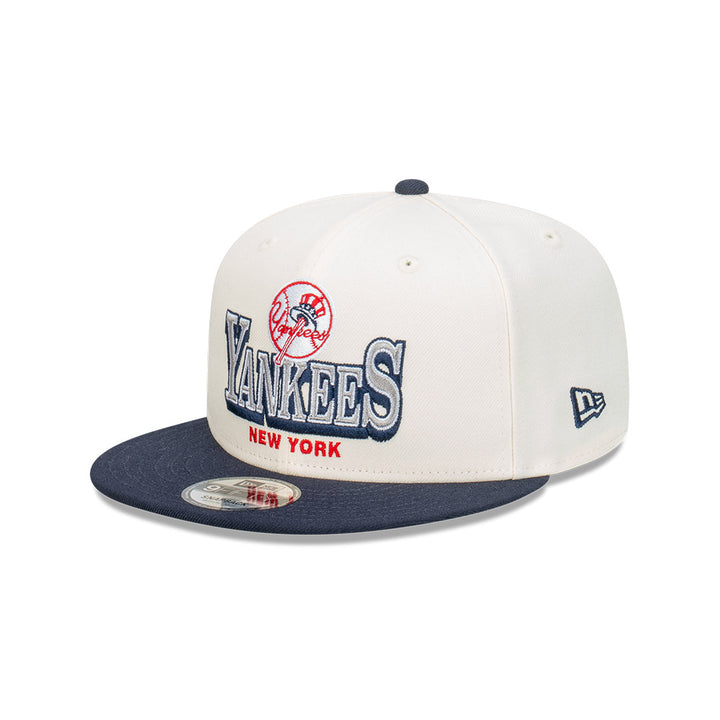 New Era หมวกรุ่น New York Yankees Stack Script 2-Tone Navy Visor Chrome White 9FIFTY Cap