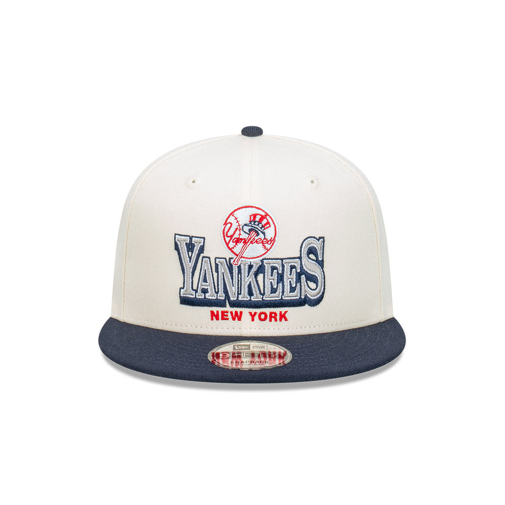 New Era หมวกรุ่น New York Yankees Stack Script 2-Tone Navy Visor Chrome White 9FIFTY Cap