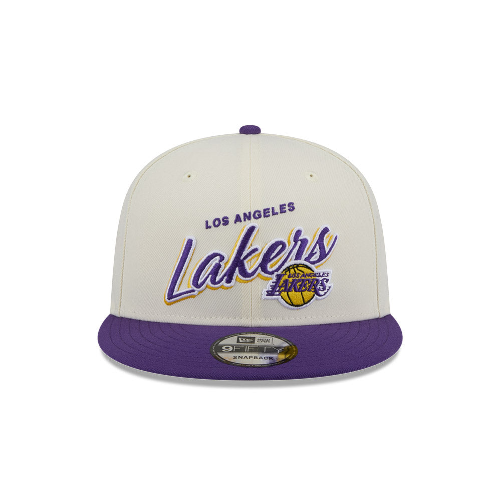 New Era หมวกรุ่น Los Angeles Lakers Nba Script 2-Tone True Purple Visor Chrome White 9Fifty Cap