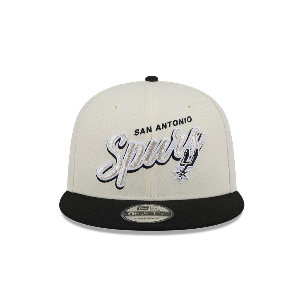 New Era หมวกรุ่น San Antonio Spurs Nba Script 2-Tone Black Visor Chrome White 9Fifty Cap