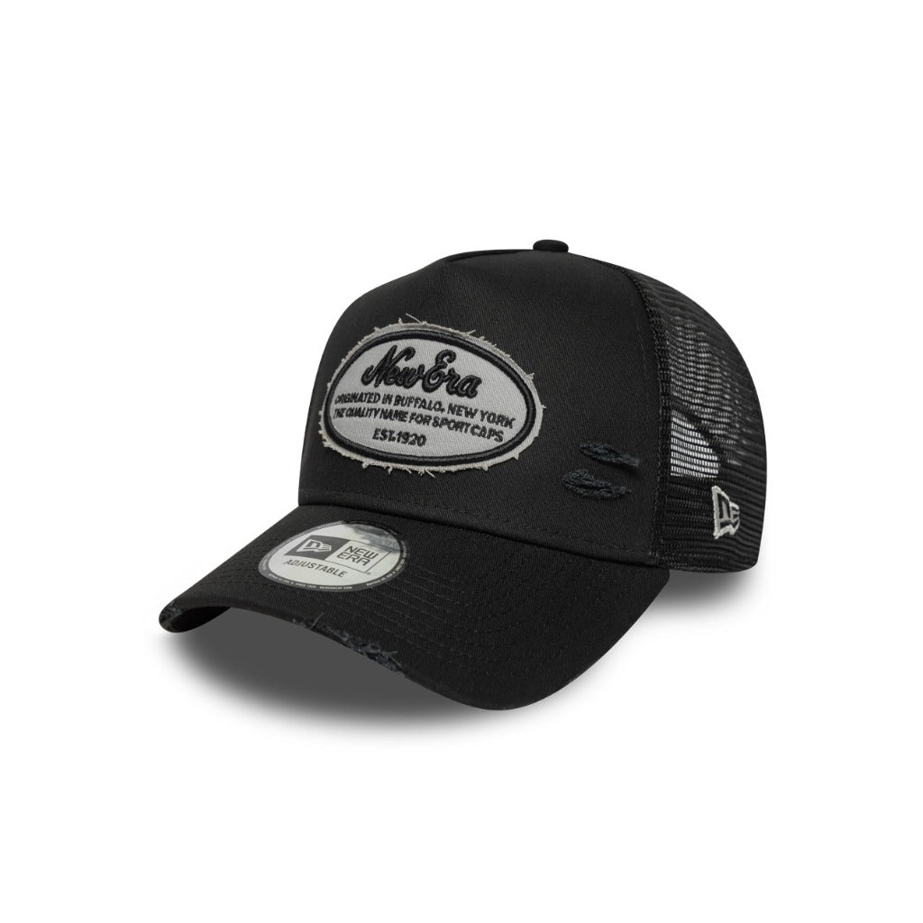 หมวกแก๊ป New Era รุ่น New Era Oval Canvas Distress Black 9Forty E-Frame Trucker Cap