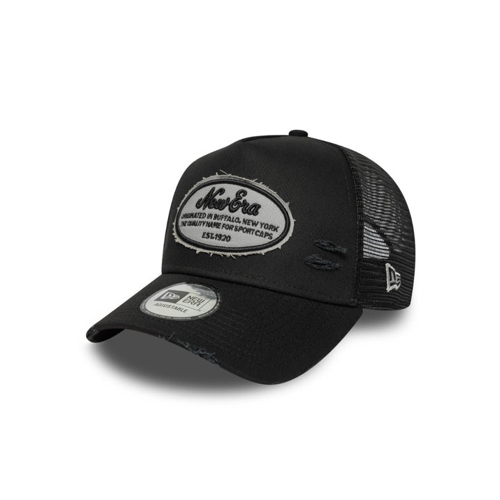 หมวกแก๊ป New Era รุ่น New Era Oval Canvas Distress Black 9Forty E-Frame Trucker Cap