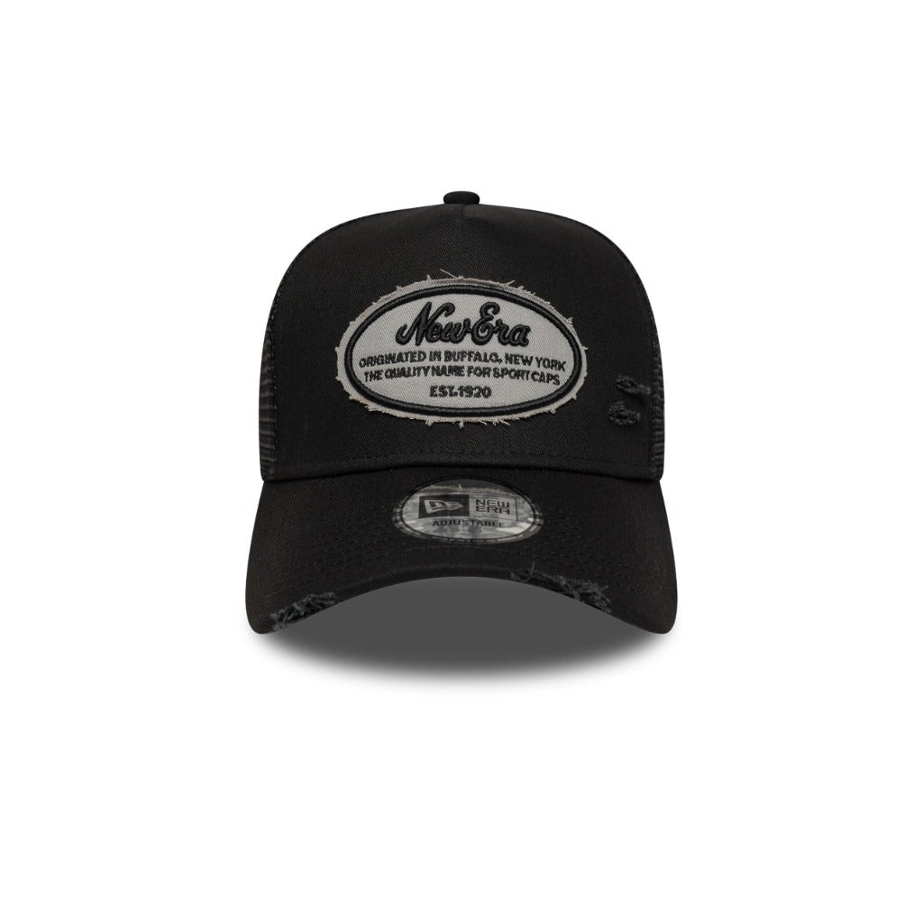 หมวกแก๊ป New Era รุ่น New Era Oval Canvas Distress Black 9Forty E-Frame Trucker Cap