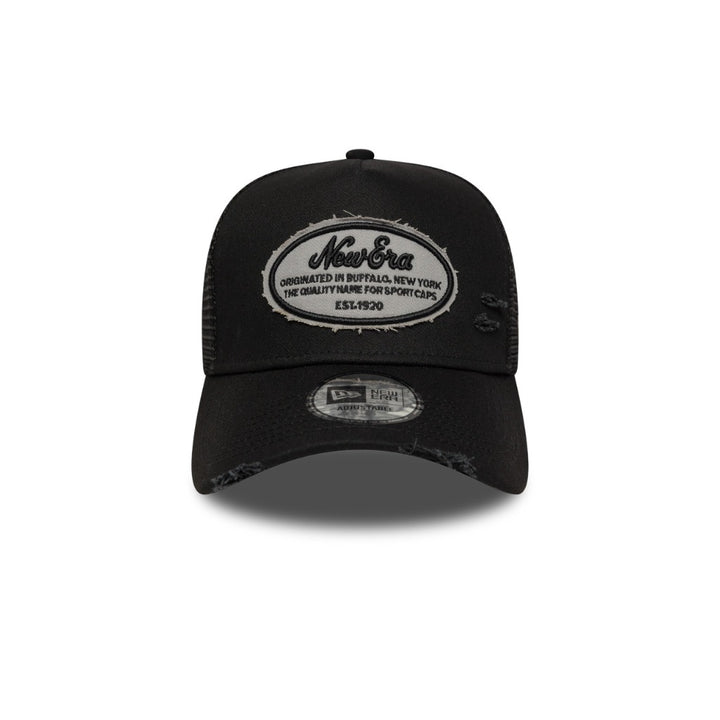 หมวกแก๊ป New Era รุ่น New Era Oval Canvas Distress Black 9Forty E-Frame Trucker Cap