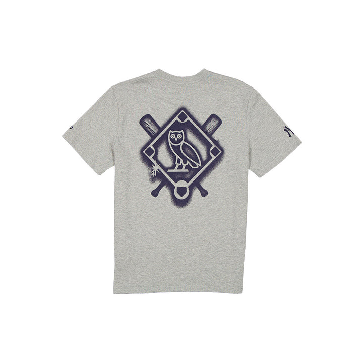 New Era เสื้อยืดแขนสั้นรุ่น Ovo X Mlb New York Yankees Heather Grey Short Sleeve Tee