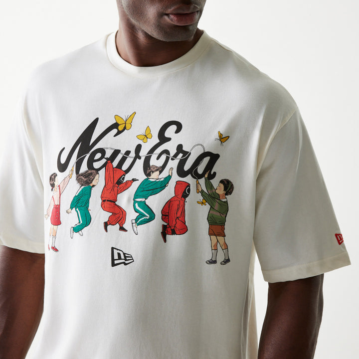 New Era เสื้อยืดแขนสั้นรุ่น New Era X Netflix Squid Game Off White Oversized Short Sleeve T-Shirt