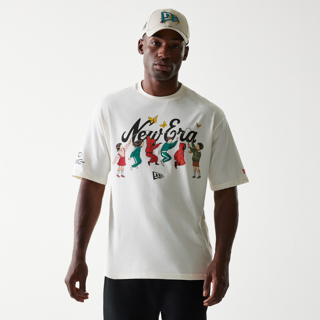 New Era เสื้อยืดแขนสั้นรุ่น New Era X Netflix Squid Game Off White Oversized Short Sleeve T-Shirt