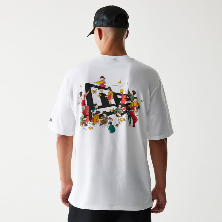 New Era เสื้อยืดแขนสั้นรุ่น New Era X Netflix Squid Game White Oversized Short Sleeve T-Shirt
