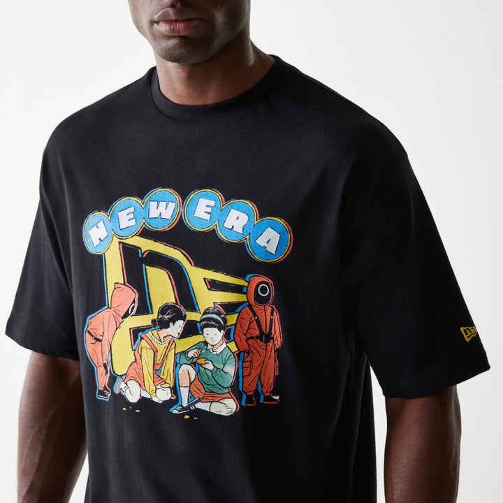 New Era เสื้อยืดแขนสั้นรุ่น New Era X Netflix Squid Game Black Oversized Short Sleeve T-Shirt