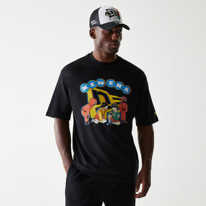 New Era เสื้อยืดแขนสั้นรุ่น New Era X Netflix Squid Game Black Oversized Short Sleeve T-Shirt