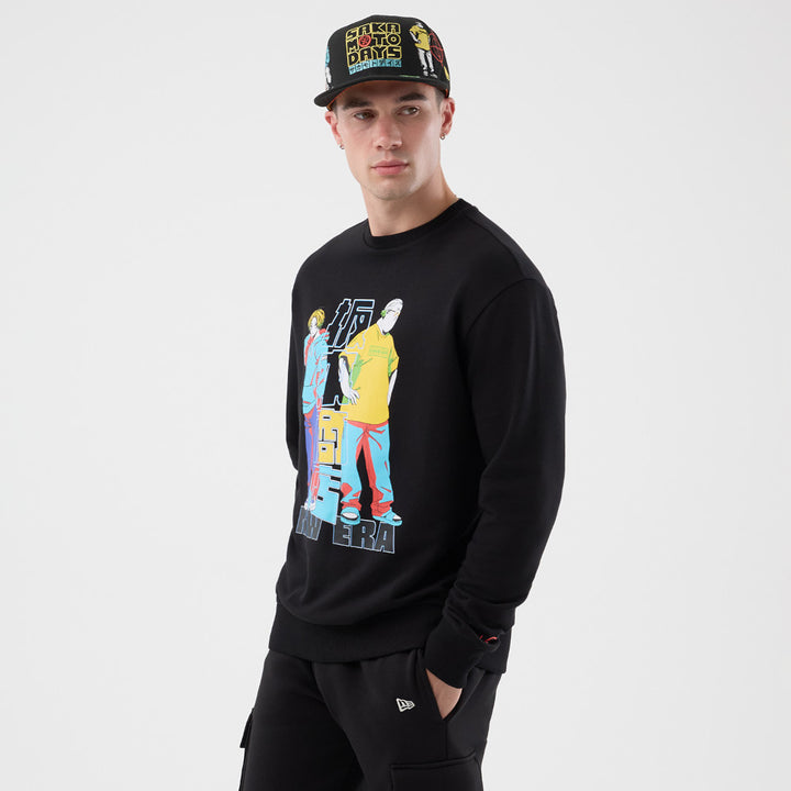New Era เสื้อสเวตเชิ้ตรุ่น New Era X Sakamoto Days Black Crew Neck