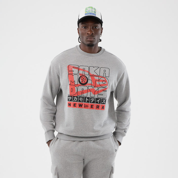 New Era เสื้อสเวตเชิ้ตรุ่น New Era X Sakamoto Days Heather Grey Crew Neck
