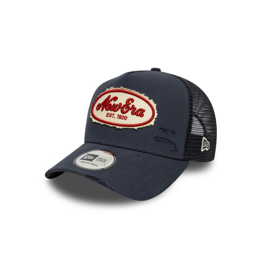 หมวกแก๊ป New Era รุ่น New Era Oval Canvas Distress Navy 9Forty E-Frame Trucker Cap