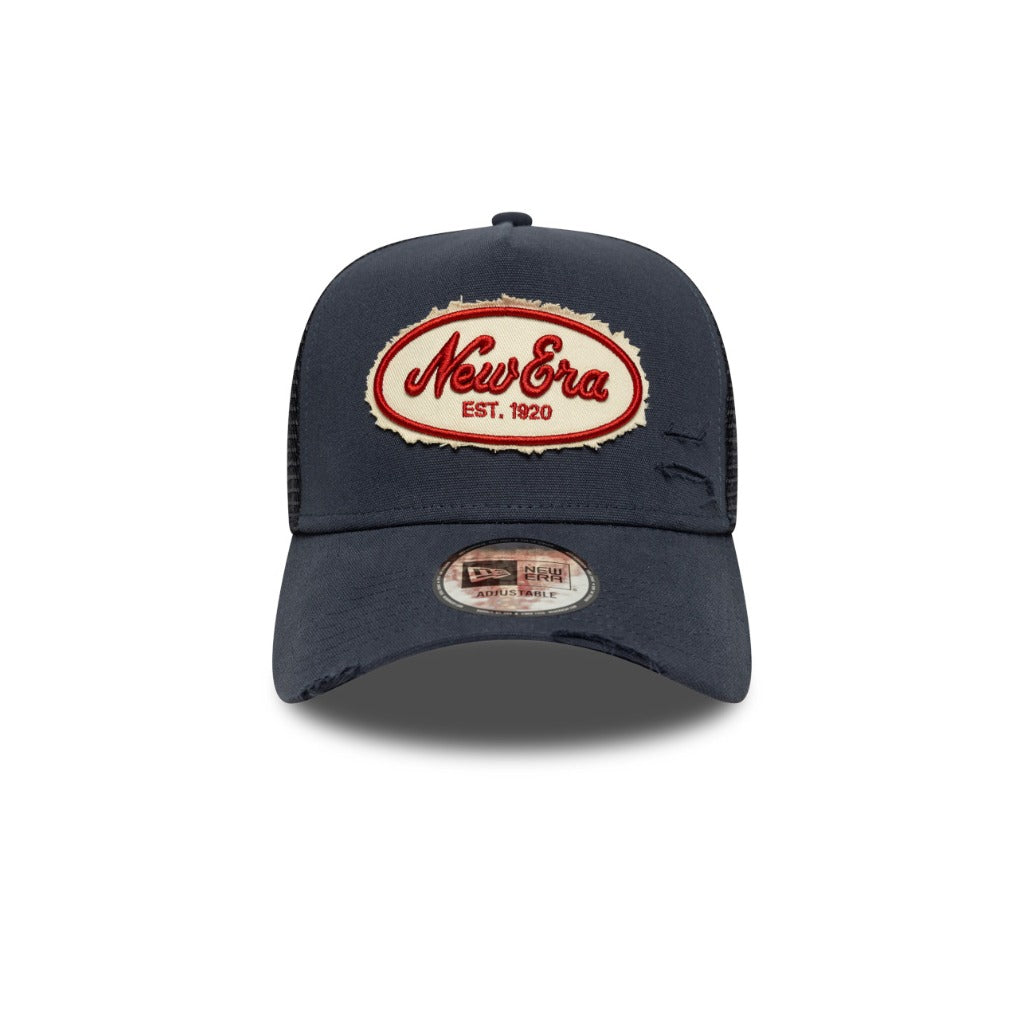 หมวกแก๊ป New Era รุ่น New Era Oval Canvas Distress Navy 9Forty E-Frame Trucker Cap