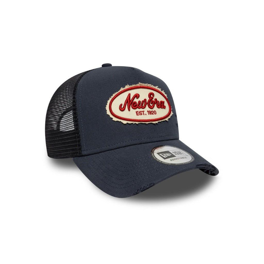 หมวกแก๊ป New Era รุ่น New Era Oval Canvas Distress Navy 9Forty E-Frame Trucker Cap