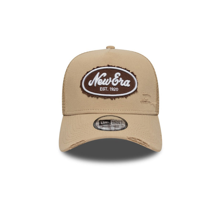 หมวกแก๊ป New Era รุ่น New Era Oval Canvas Distress Camel 9Forty E-Frame Trucker Cap