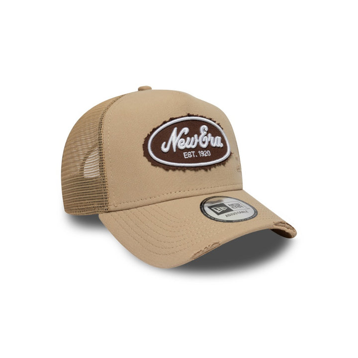 หมวกแก๊ป New Era รุ่น New Era Oval Canvas Distress Camel 9Forty E-Frame Trucker Cap