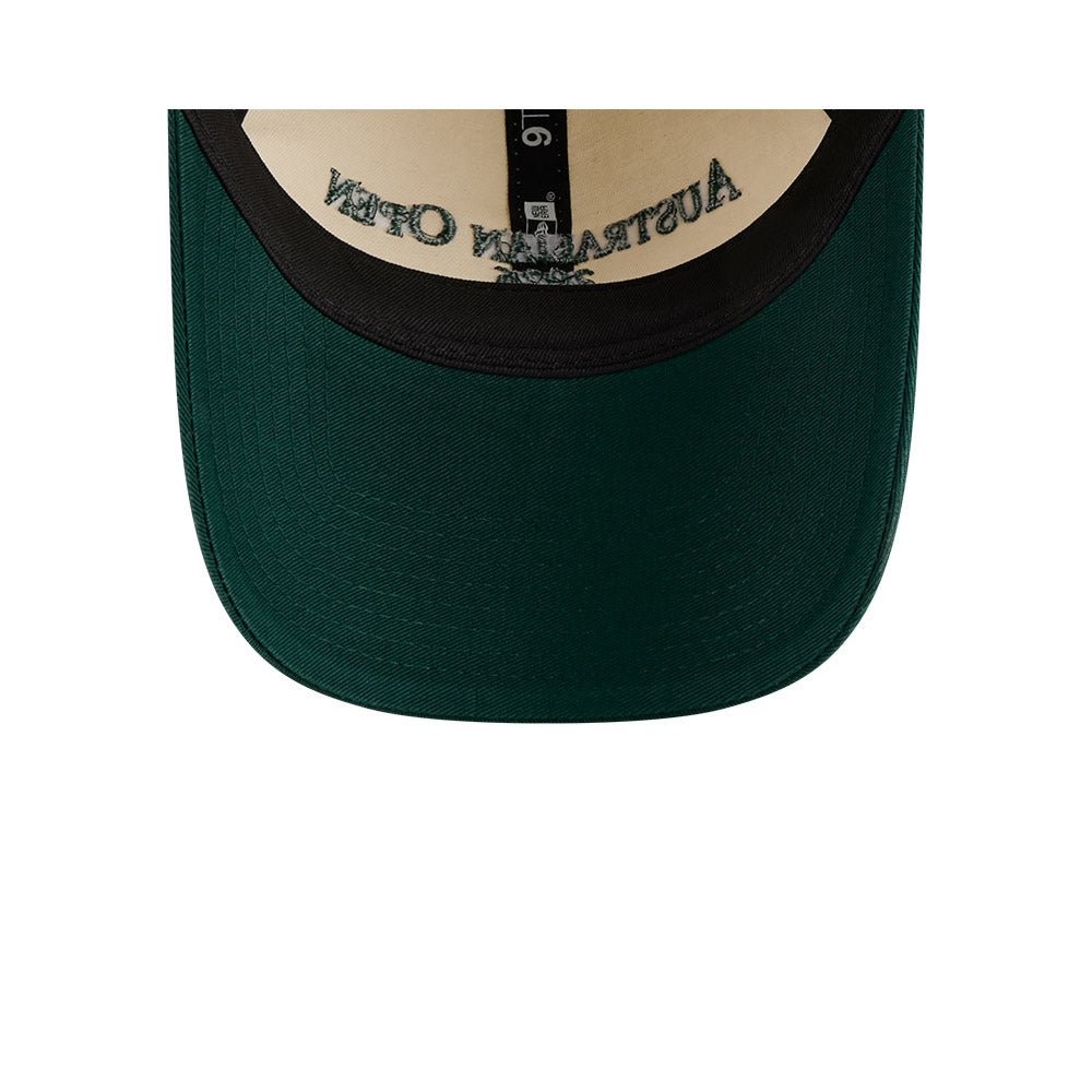 New Era หมวกรุ่น AUSTRALIAN OPEN SEASONAL 2-TONE SCRIPT DARK GREEN/ LIGHT CREAM 9TWENTY CLOTH STRAP CAP