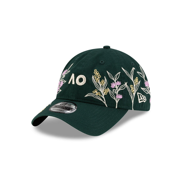 New Era หมวกรุ่น AUSTRALIAN OPEN NATIVE FLORAL DARK GREEN 9TWENTY CLOTH STRAP CAP