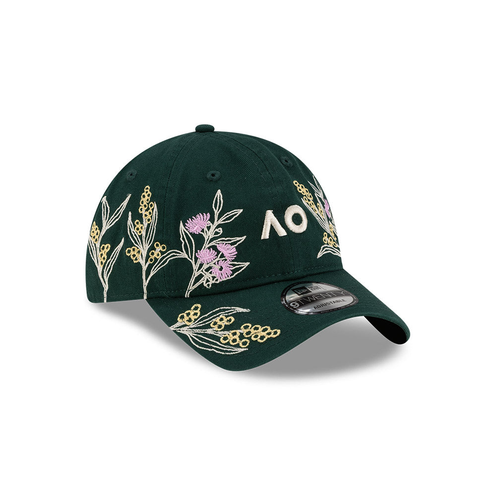 New Era หมวกรุ่น AUSTRALIAN OPEN NATIVE FLORAL DARK GREEN 9TWENTY CLOTH STRAP CAP