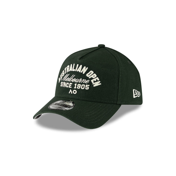 New Era หมวกรุ่น AUSTRALIAN OPEN SEASONAL SCRIPT DARK GREEN 9FORTY A-FRAME CAP