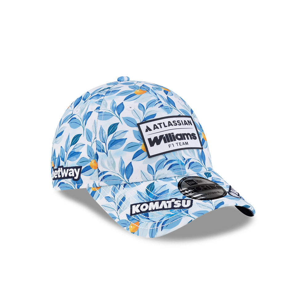 หมวกแก๊ป New Era รุ่น Atlassian Williams F1 Team Barcelona Race Specials Carlos Sainz 55 All-Over Print White 9Forty Cap
