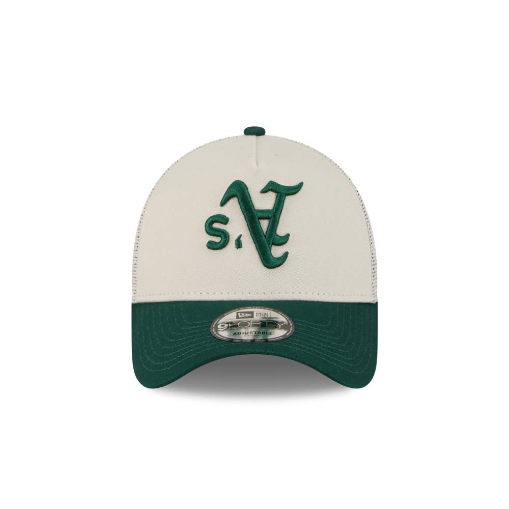 หมวกแก๊ป New Era รุ่น Oakland Athletics MLB Upside Down 2-Tone Dark Green Visor Stone 9Forty AF Trucker Cap