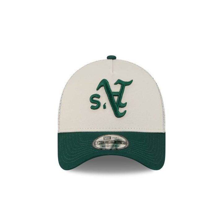 หมวกแก๊ป New Era รุ่น Oakland Athletics MLB Upside Down 2-Tone Dark Green Visor Stone 9Forty AF Trucker Cap