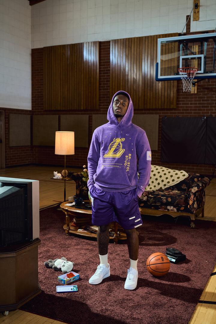 New Era กางเกงขาสั้นรุ่น BRISTOL x NBA 2024 Los Angeles Lakers Purple Shorts