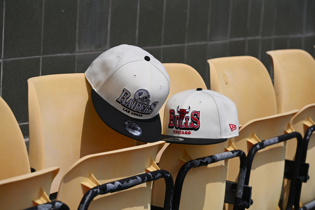 New Era หมวกรุ่น Las Vegas Raiders Stack Script 2-Tone Black Visor Chrome White 9FIFTY Cap